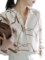 Women's Floral Printed Button Down Western Shirt with Collar Neck and Rolled-Up Long Sleeves in Relaxed Fit