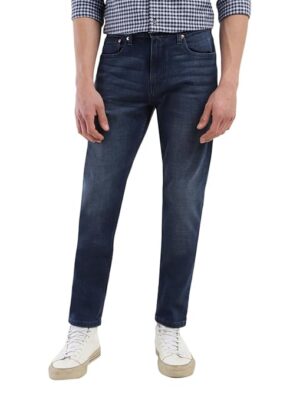 Men's  Slim Tapered Fit Mid Rise Blue Jeans