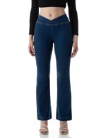 Women's Flared Pull-on Jeans - Mid-Rise| Enzyme Wash | Slant Waistband | Jeans for Women