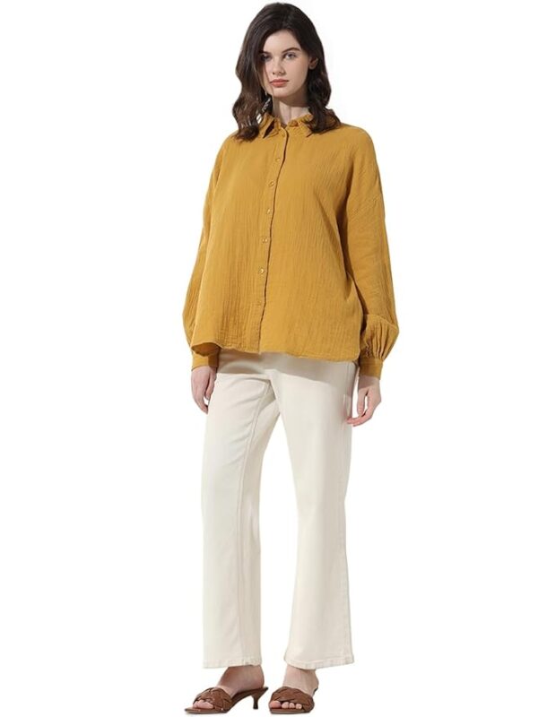 Oversized Striped Spread Collar Cotton Casual Shirt