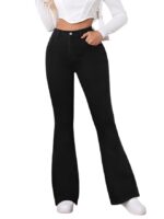 Women’s High Waist Jeans || Flared Bell Bottom Bootcut Pants || Wide Leg Stretch Denim(Black)
