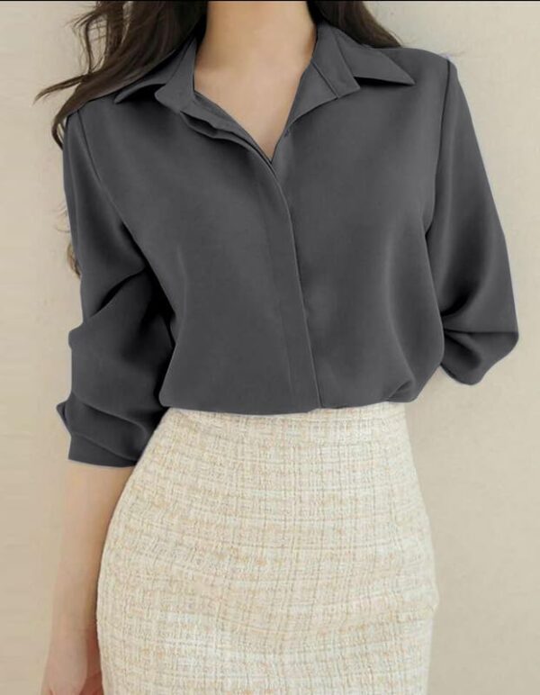 Women's Regular Fit Korean Style Shirts | Stylish Western Shirt with Concealed Placket(Grey)