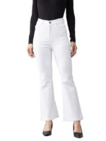 Women's Wide Leg Fit Mid Rise Bootcut Jeans Bell Bottom Jeans II Wide Leg(White)