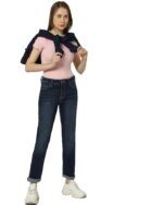 Women’s Straight Fit Mid Rise Heavily Washed Jeans