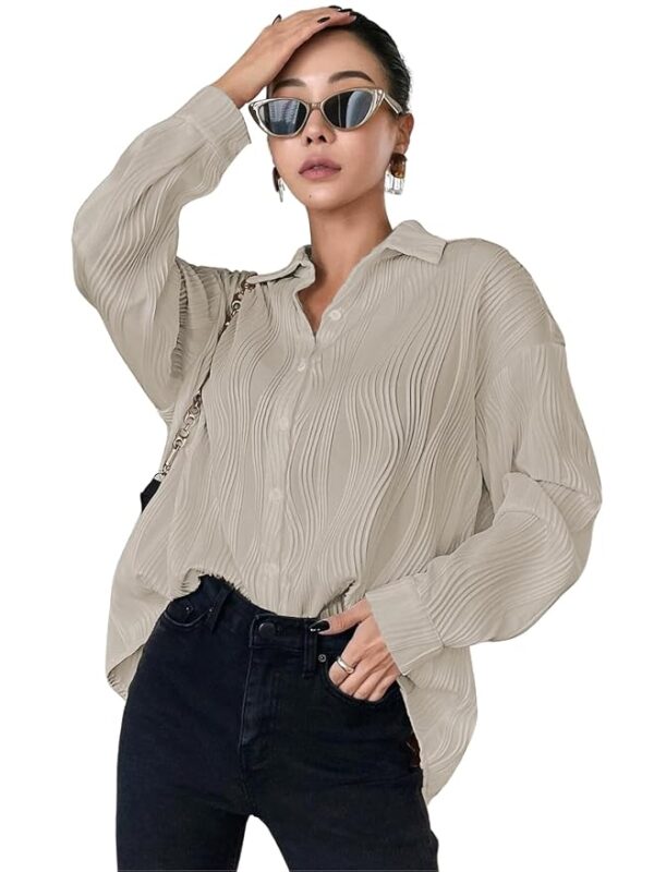 Oversized Shirt for Women | Shirt for Women Stylish Western | Long Shirt for Women(Beige)