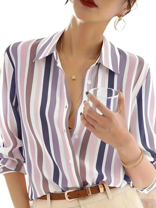 Women’s Purple Landscape Print Crepe Shirt – Stylish Western Long Shirt with Spread Collar| Shirt for Women Stylish Western