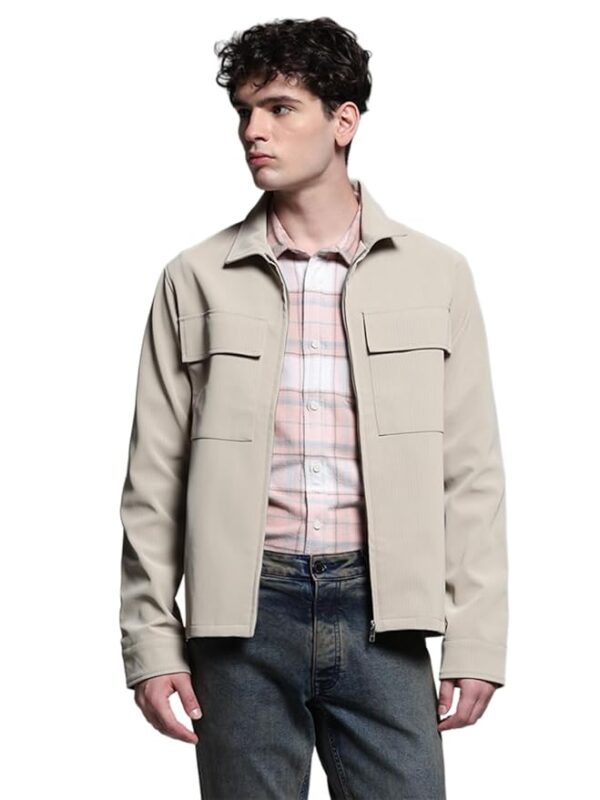 Men's Polyester Standard Length A-Line Coat(Fog)