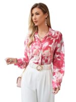Pink Shirts for Women – Korean Style Long Sleeve Oversized Button Down | Plus Size Workwear Top