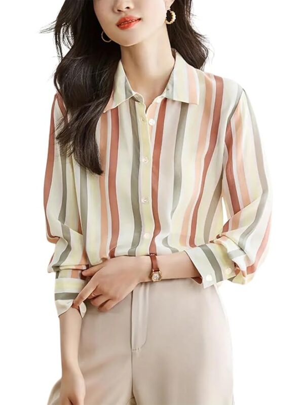 Women’s Beige Landscape Print Crepe Shirt – Stylish Western Long Shirt with Spread Collar| Shirt for Women Stylish Western