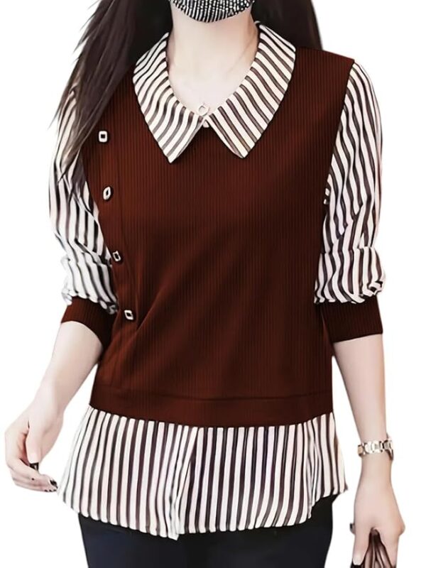 Top for Women Regular Fit Latest Stylish Office Wear Western Top(Brown)