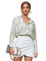 Women's Rayon Oversized Shirt Korean Style Long Sleeve Oversized Button Down | Workwear Top for Office