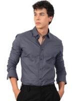 Men's Regular Fit Soft Cotton Blend Casual Combo Shirt with Pocket Design & Spread Collar Full Sleeves Formal Shirt(Grey)