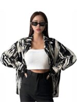 Women's Rayon Oversized Shirt Korean Style Long Sleeve Oversized Button Down