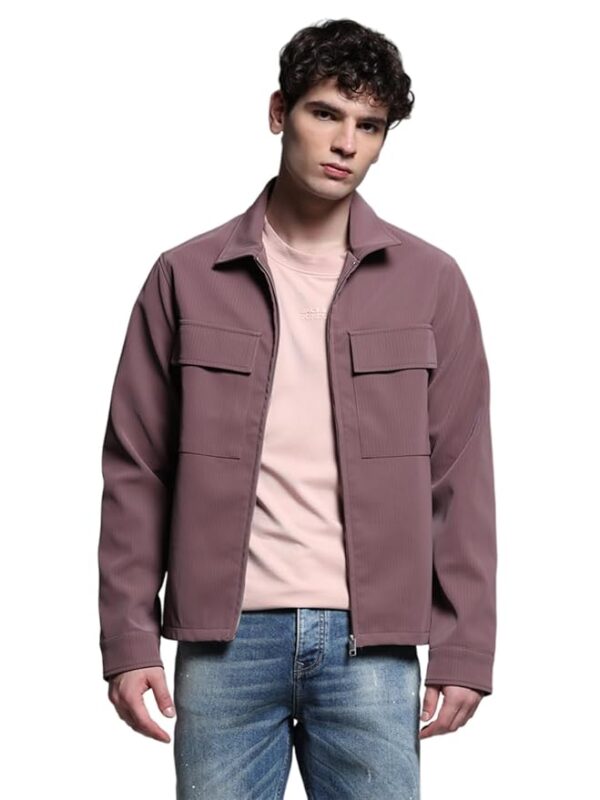 Men's Polyester Standard Length A-Line Coat(Old Rose)