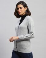 Women's Regular Fit Cardigan | Solid Pattern with Button Closure | Full Sleeve V-Neck Cardigan for Women(Grey)