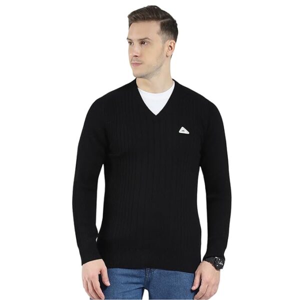 Men Wool Casual Pullover Sweater(Black)