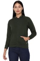 Women's Synthetic Hooded Neck Sweatshirt | Long Sleeves Regular Fit Zipper