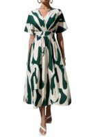 Printed Maxi Dress for Women | Trendy Long One Piece Summer Outfit | Lightweight Flared Dress for Casual(Green)
