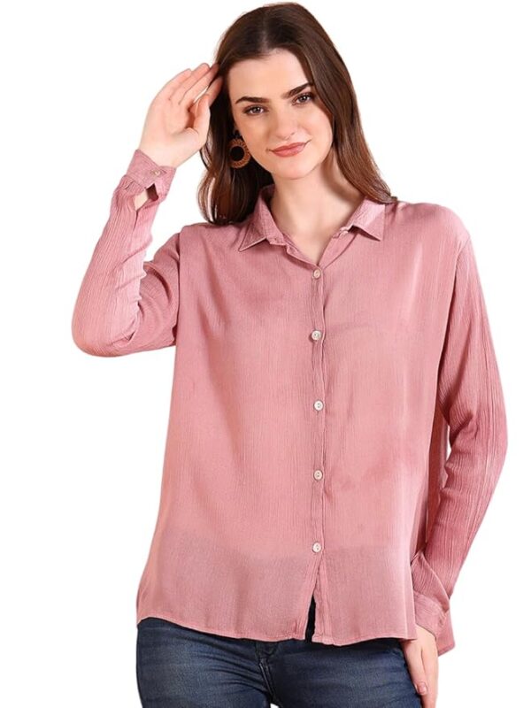 Women Tie-Dye Crepe Loose Fit Shirt(Pink)