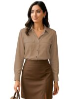 Shirt for Women Stylish | Long Shirt for Women | Oversized Shirt for Women | Women Shirt (Beige)