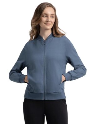 Women's Super Combed Cotton French Terry Drop Shoulder Styled Jacket with Ribbed Cuff and Hem