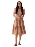 Women A-line Dress(Beige)