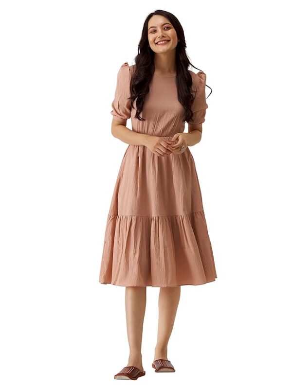 Women A-line Dress(Beige)