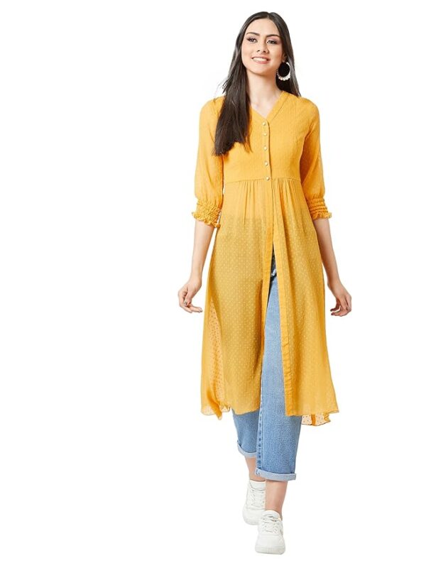 Women's V Neck 3/4 Sleeves Empire Maxi Top