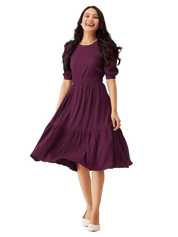 Women A-line Dress(Purple)