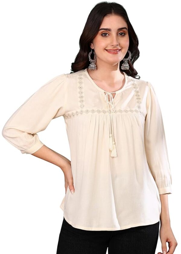 Women's Cotton Regular Fit Embroidered Summer Tops