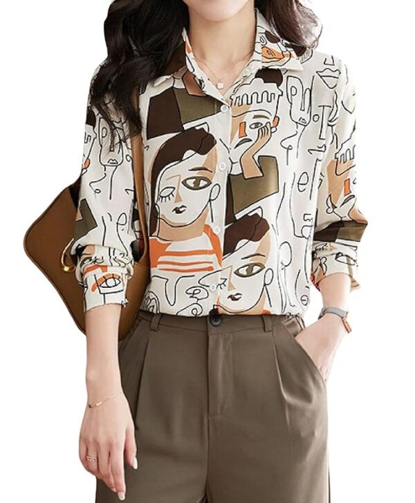 Brown Women Casual Formal Office Wear Oversized Denim Cotton Long Shirt Tops