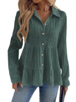 Tops for Women || Button-Up Tunic || Women Shirt (Green)