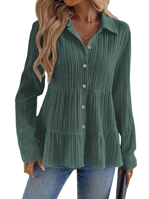 Tops for Women || Button-Up Tunic || Women Shirt (Green)