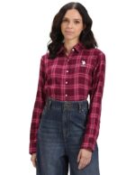 Women's Checkered Regular Fit Shirt(Magenta)