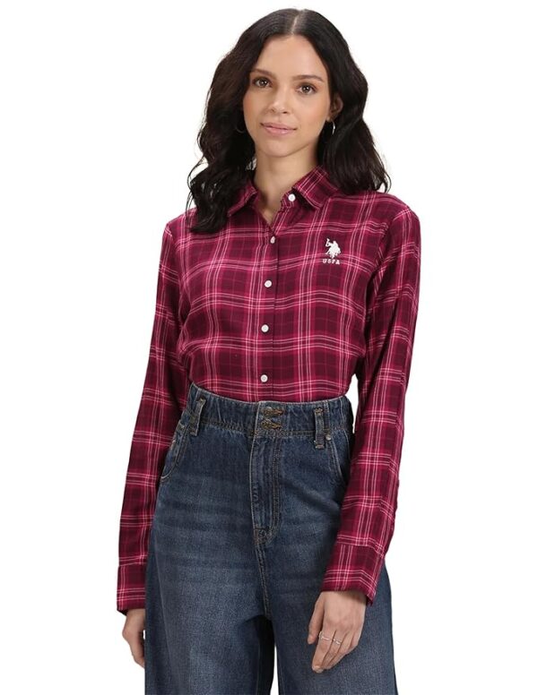 Women's Checkered Regular Fit Shirt(Magenta)