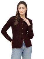 Women Sweater for Winters Woolen Acrylic Full Sleeve Round Neck Cable Design Cardigan Sweater for Women Winter Woollen Stylish