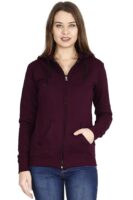 Women's Cotton Full Zipper Sweatshirt Hoodies with Kangaroo Pocket(Maroon)