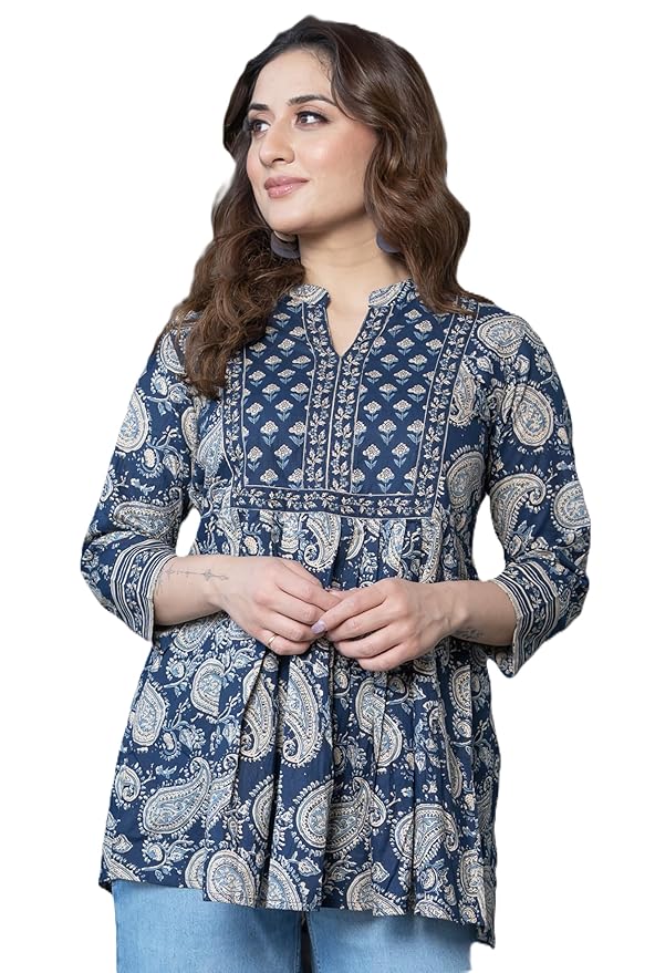 Women's Pure Cotton Paisley Printed Tunic Top – Comfortable Everyday Wear
