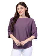 Women Fashion Trendy Ribbed Boat Neck Top Half Sleeves Tops for Women Formal, Casual, Office, Date, Outing, Party Tops