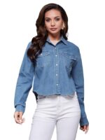 Women's Collared Round Neck Full Sleeve Cotton Buttoned Top