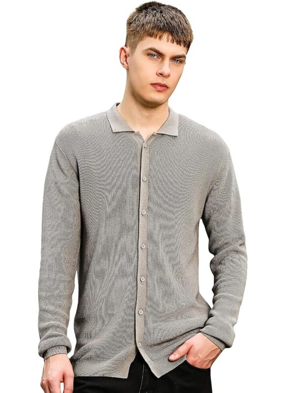 Mens || Solid || Texture || Polo Neck || Full Sleeve || Cotton || Sweater