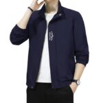 Men's Bomber Jacket | Lightweight Casual Zip-Up Jacket | Stylish Slim Fit Outerwear(Navy)