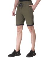 Lycra Quick Dry Shorts for Men, Regular Fit Gym Short Pant, Training & Workout, Lightweight Sportswear(Olive)