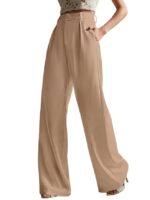 Beige Women High Rise High Waist Trousers Flared Korean Style Formal Pants| Elegant Workwear