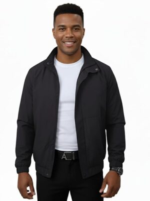 Solid Black Polyester Winter Jacket For Men | Regular Fit Full Sleeve Sports & Casual Wear