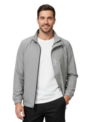 Men's Bomber Jacket | Lightweight Casual Zip-Up Jacket | Stylish Slim Fit Outerwear( Grey)