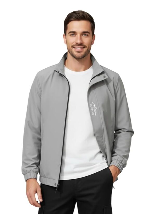 Men's Bomber Jacket | Lightweight Casual Zip-Up Jacket | Stylish Slim Fit Outerwear( Grey)