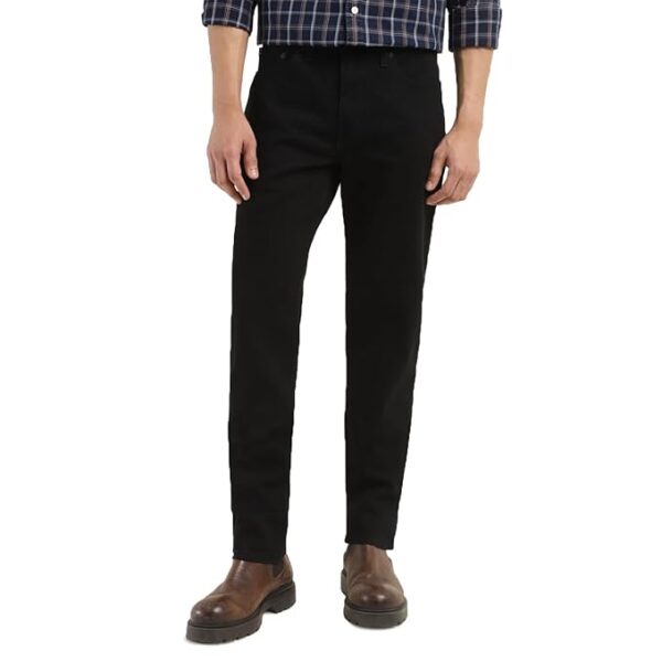 Men's Slim Fit Mid Rise Jeans(Solid Black)