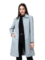 Women Classic Winter Long Coat Single Breasted | Knee Length Design with a Sophisticated Spread Collar and Practical Front Pockets