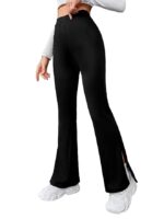 Women's & Girls' Solid Side Split Hem Flare Leg Bell Bottom Pants Trouser